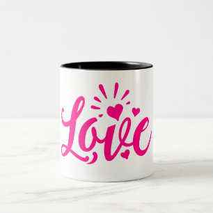 Pink love word Two-Tone coffee mug