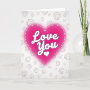 Pink Love You Roses Heart Card