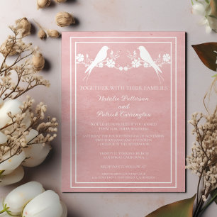 Pink Lovebird Floral Faire-part de mariage