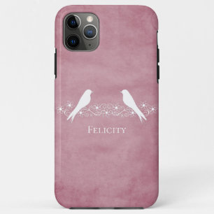 Pink Lovebirds Floral Vine coque iphone