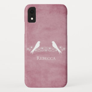 Pink Lovebirds Floral Vine coque iphone