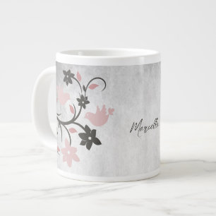 Pink Lovebirds Personalized Giant Coffee Mug