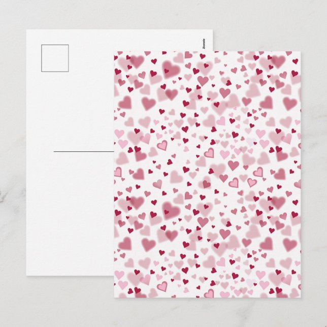  Pink Lovely Hearts Pattern  Holiday Postcard (Front/Back)