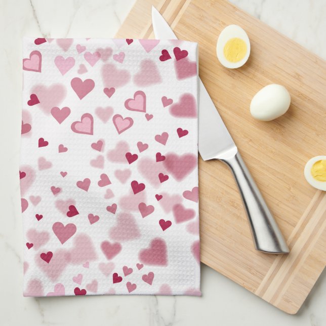  Pink Lovely Hearts Pattern  Kitchen Towel (Quarter Fold)