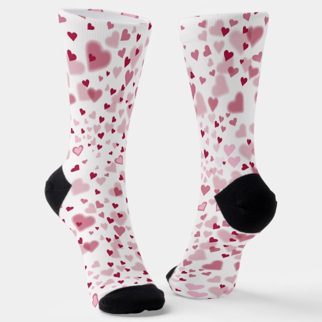  Pink Lovely Hearts Pattern  Socks (Angled)