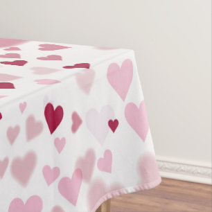 Pink Lovely Hearts Pattern Tablecloth