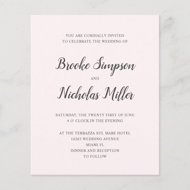 PINK LOW COST Simple Handwritten Minimal Wedding (Front)
