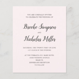 PINK LOW COST Simple Handwritten Minimal Wedding