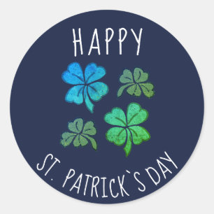 Pink Lucky Shamrock Clover Happy St. Patrick`s day Classic Round Sticker