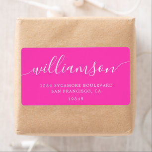 Pink Lumineux Modern Script Adresse de retour