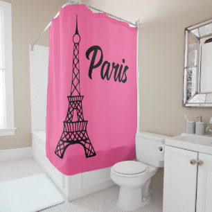 Pink lumineux Paris Tour Eiffel rideau de douche