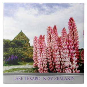 Pink Lupins @ Lake Tekapo New Zealand Tile