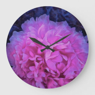Pink Lush Peony Flower Large Clock