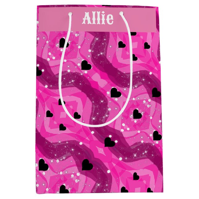 pink luxe romantic heart medium gift bag (Front)