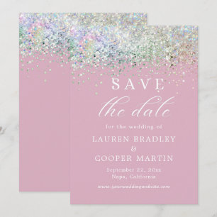 Pink Luxury Glitter Wedding Save The Date