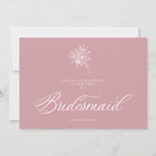 Pink Luxury Minimalist Wedding Bouquet Bridesmaid (Front)