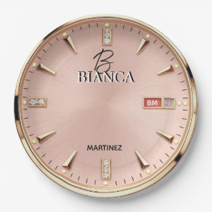 Pink Luxury Watch Elegant Gold and Silver Women's Paper Plate