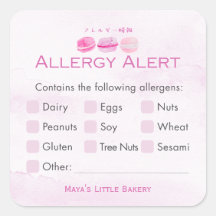 Pink Macaron Bakery Allergy Alert