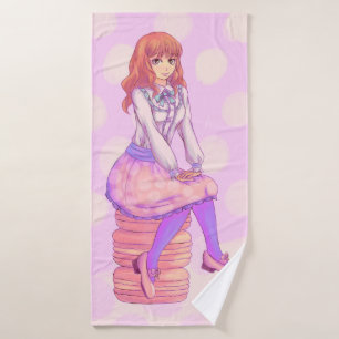 Pink Macaron Girl Bath Towel Set