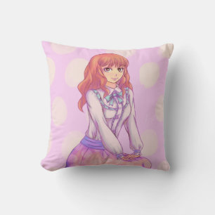 Pink Macaron Girl Throw Pillow