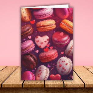 Pink Macarons Hearts Design Valentine`s Day Card