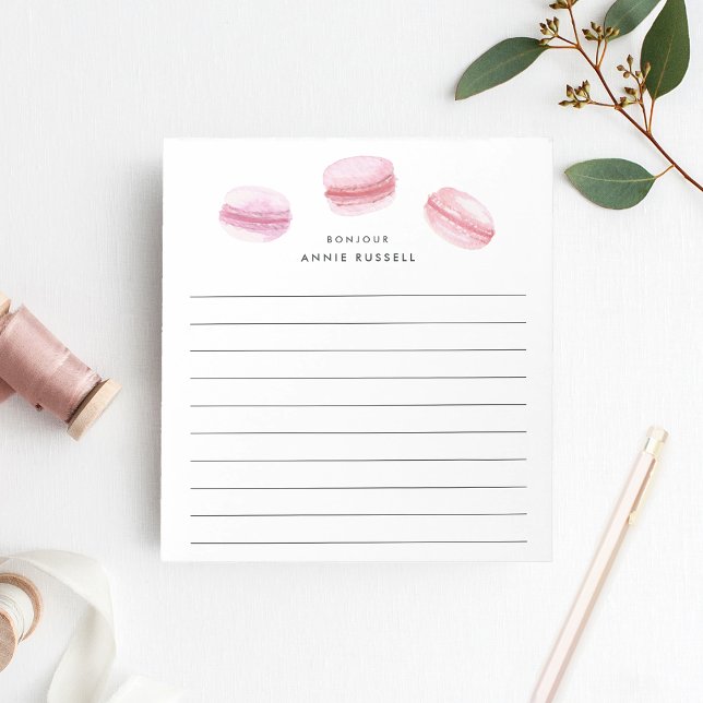 Pink Macarons | Personalized Lined Notepad (Creator Uploaded)