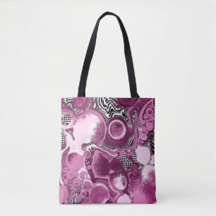 Pink, Magenta and Black Fluid Art Pour Painting  Tote Bag