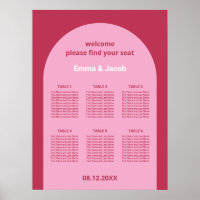 Pink Magenta Arch 6 Table Seating Chart Poster