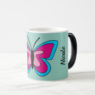 Pink Magenta Blue Butterfly Add Text Magic Mug