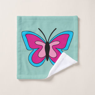 Pink Magenta Blue Butterfly Bath Towel Set