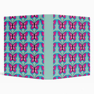 Pink Magenta Blue Butterfly Binder