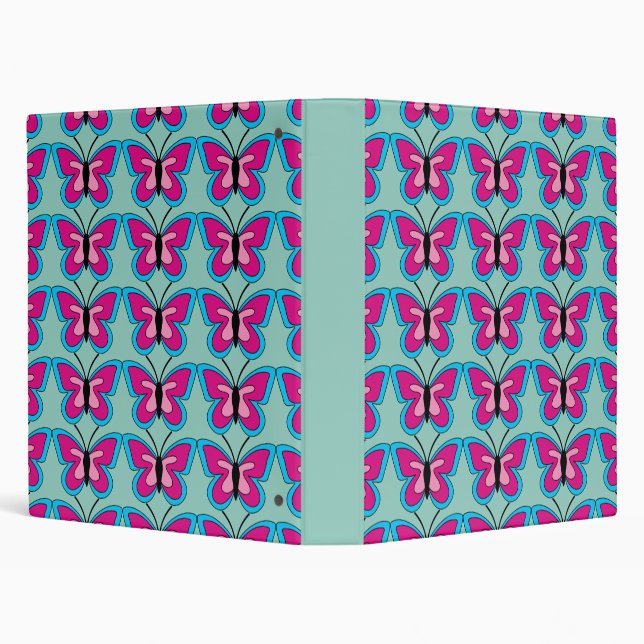 Pink Magenta Blue Butterfly Binder (Background)