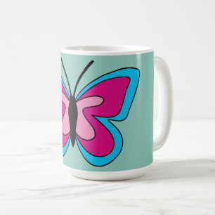 Pink Magenta Blue Butterfly Coffee Mug