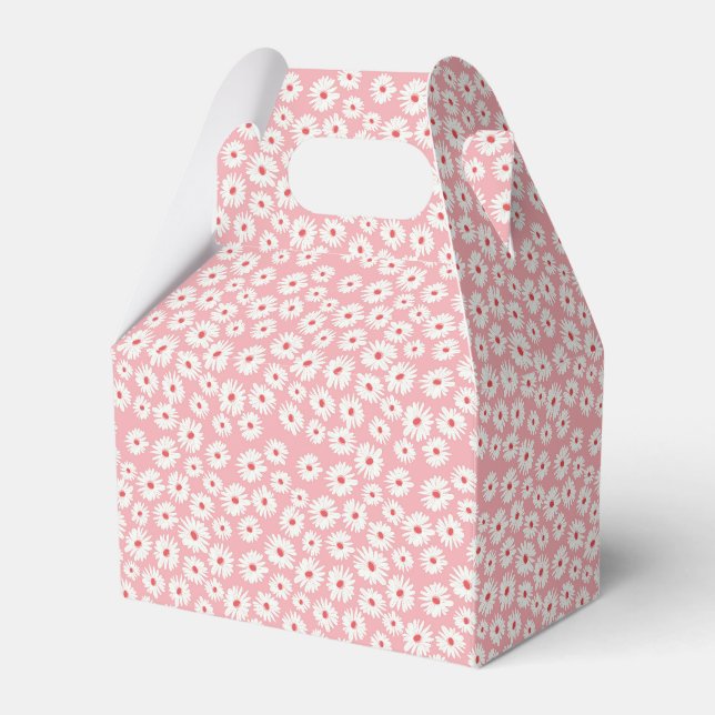 Pink magenta daisy flower pattern favor box (Front Side)