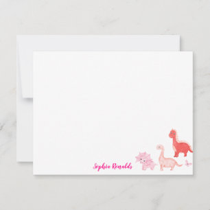 Pink Magenta Dino Dinosaur Script Card
