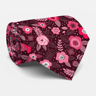Pink magenta elegant ditsy floral pattern tie