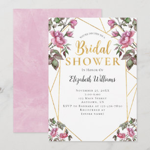 Pink Magenta Geometric Frame Bridal Shower Invitation