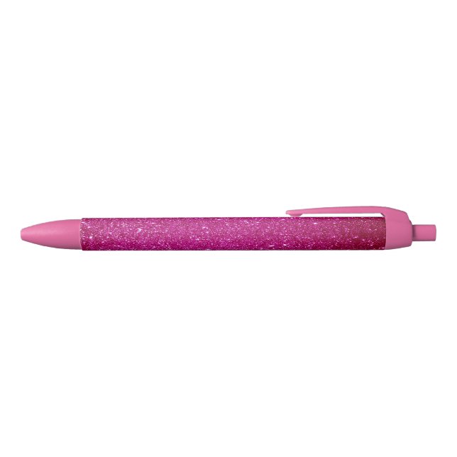 Pink Magenta Glitter Customized Black Ink Pen (Top)