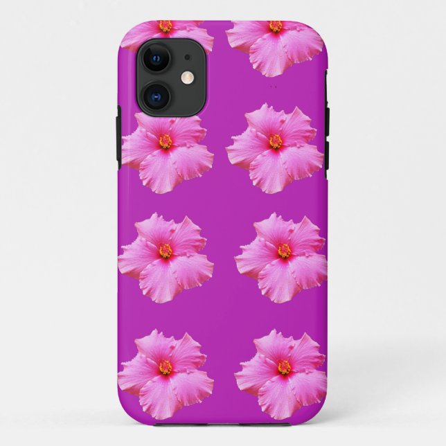 Pink Magenta Hibiscus Kisses, Case-Mate iPhone Case (Back)