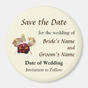 Pink Magenta Orchid Save the Date Magnet