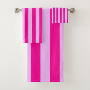 Pink & Magenta Stripe Pattern Bath Towel Set