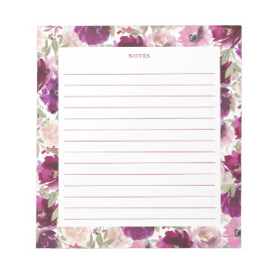 Pink Magenta Watercolor Flores Bloc-notes