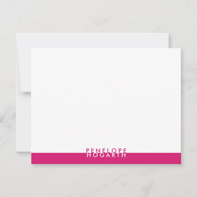 Pink Magenta White Modern Minimalist Colorblock Card (Front)