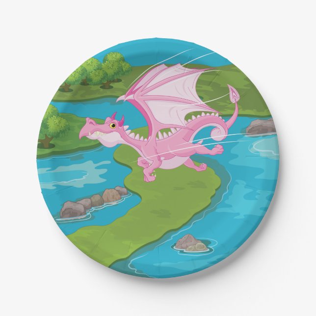 Pink Magic Dragon Paper Plate (Front)