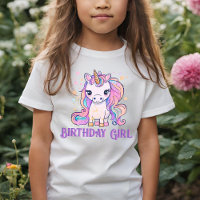 Pink Magical Cute Sparkling Unicorn Birthday Girl