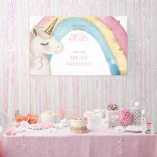 Pink Magical Day Unicorn Birthday Party Welcome Banner
