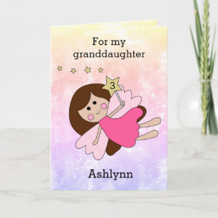 Pink Magical Fairy 3rd Birthday Card