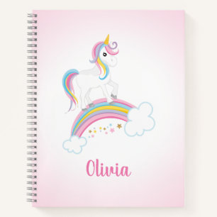 Pink Magical Rainbow Unicorn Personalized Notebook