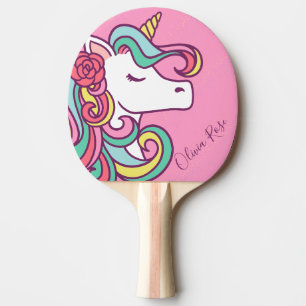 Pink Magical Unicorn Gold Glitter Personalized  Ping Pong Paddle