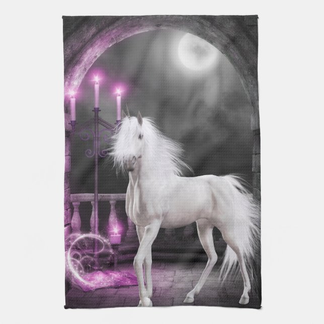 Pink Magical Unicorn Kitchen Towel (Vertical)
